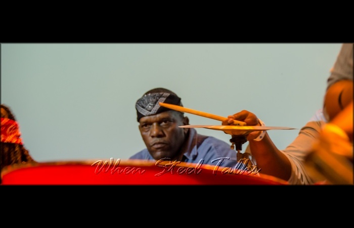 Percussionist Lenny King with Pan Evolution Steel Orchestra