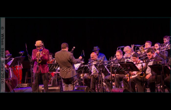Étienne Charles performs with the Brooklyn College Big Band conducted by Arturo O’Farrill