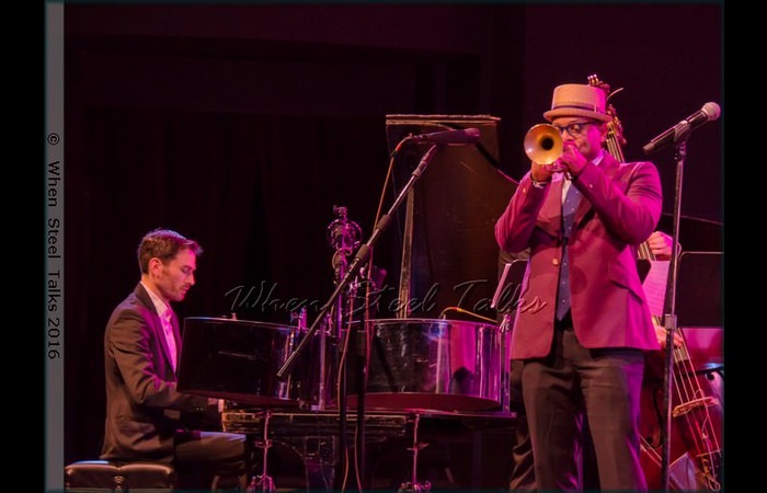 Étienne Charles performs with the Brooklyn College Big Band conducted by Arturo O’Farrill