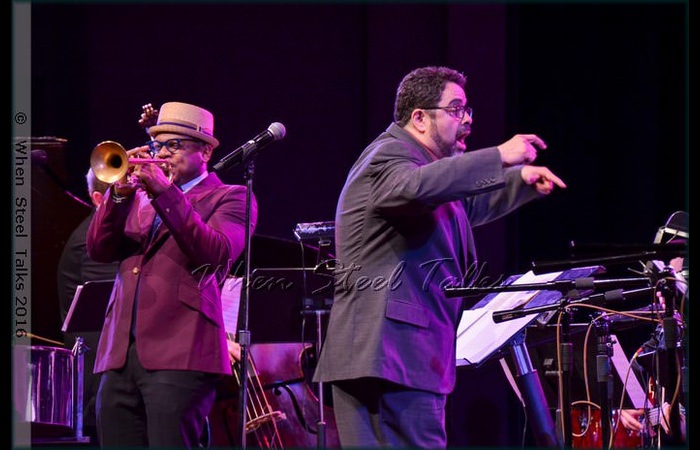 Étienne Charles performs with the Brooklyn College Big Band conducted by Arturo O’Farrill