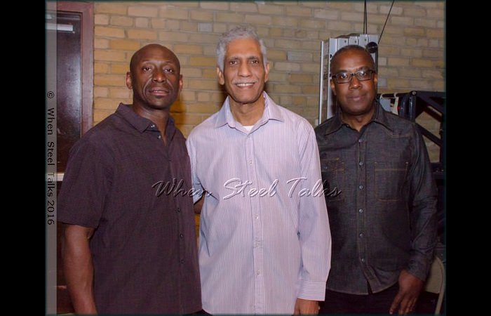 Steepanist Garvin Blake, musician Frankie McIntosh and drummer Damon DueWhite at Brooklyn College