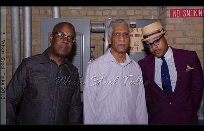 Steepanist Garvin Blake, musician Frankie McIntosh and trumpeter and band leader Étienne Charles at Brooklyn College