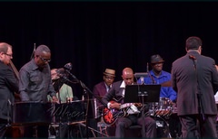Panist Garvin Blake and Étienne Charles with the Brooklyn College Big Band