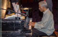 Musician, keyboardist and arranger Frankie McIntosh in readiness at Brooklyn College