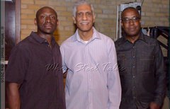 Steepanist Garvin Blake, musician Frankie McIntosh and drummer Damon DueWhite at Brooklyn College