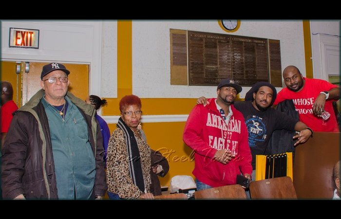 Members of New York's steelband community attend in support of the Meyer Levin Steel Orchestra program and the fight to keep the Uncommon Kings Collegiate Charter School out