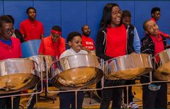 Meyer Levin Steel Orchestra performs and entertains before the start of the meeting
