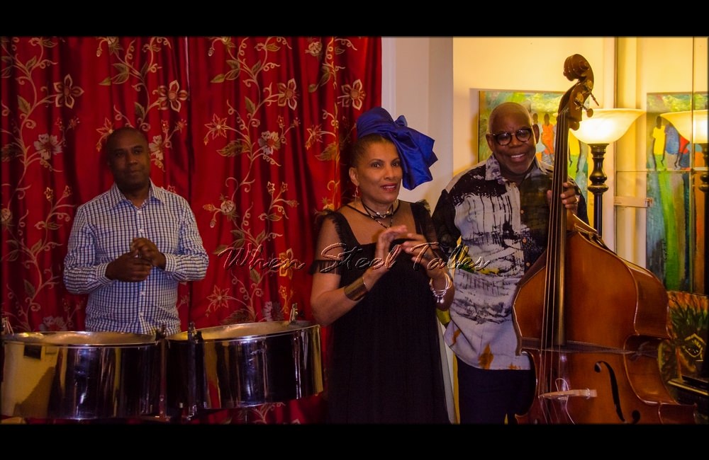Hazel Beckles Younglao welcomes attendees to the inaugural “Carib Parlor Notes” held at her home...