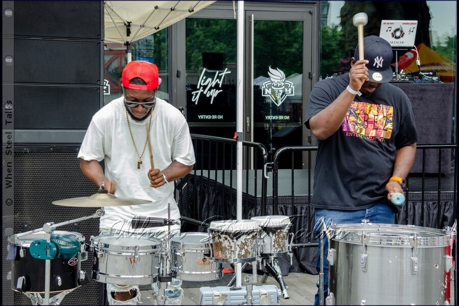 Vybez Entertainment ‘riddim section’ performs at the Counterpoint: Brooklyn Steel Pan Fête