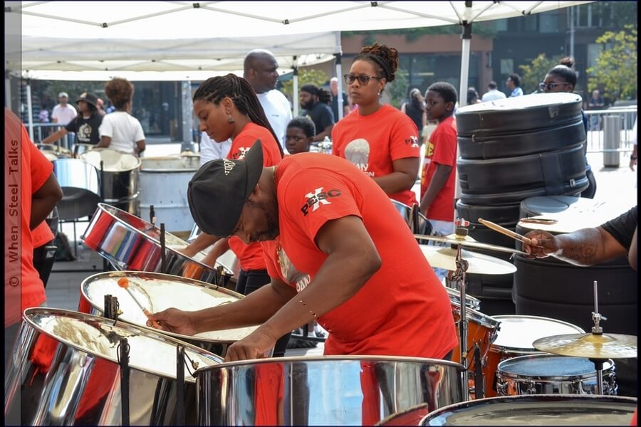 Founder and leader of Pan Evolution Steel Orchestra, Wayne Bernard, on triple guitar