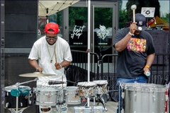 Vybez Entertainment ‘riddim section’ performs at the Counterpoint: Brooklyn Steel Pan Fête