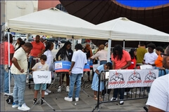 Hands-on steelband music workshop for audience members with Eruption Steel Orchestra at the Counterpoint series