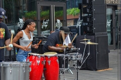 Vybez Entertainment ‘riddim section’ performs at the Counterpoint: Brooklyn Steel Pan Fête