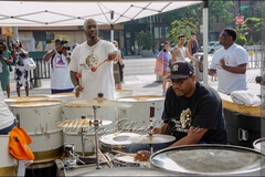 Jerry Guy on drums with Pan in Motion