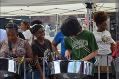 Members of the crowd have another opportunity for a hands-on workshop on the steelpan, this time with Pan In Motion at Counterpoint: Brooklyn Steel Pan Fête