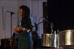 Welcoming attendees to the Pan Jazz Tribute, featuring the music of Lord Kitchener and Mighty Sparrow - re-imagined by the Garvin Blake Quartet