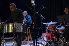 Garvin Blake on double second, Calvin Jones on bass and Chris Eddleton on drums