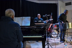 The Garvin Blake Quartet: Frankie McIntosh on piano, Calvin Jones on bass, Garvin Blake on double second, and Chris Eddleton on drums