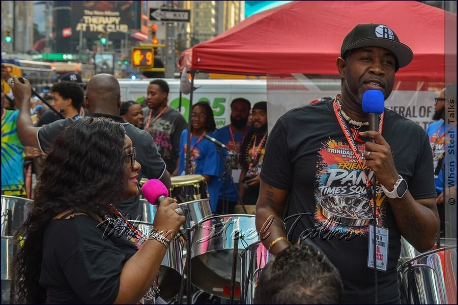 Co-hosts of Pan In Times Square IV, Natasha Wilson aka “Princess Natasha” and Mr. Voice