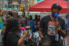 Co-hosts of Pan In Times Square IV, Natasha Wilson aka “Princess Natasha” and Mr. Voice