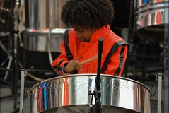 Seven-year-old steelpan musician Sir Halo Maximin performs at Pan in Times Square IV