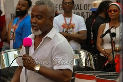 Andrew Maloney - chairman of the West Indian American Day Carnival Association (WIADCA), addresses the audience