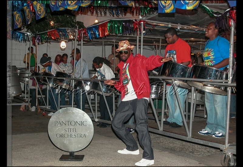 Pantonic Steel Orchestra during photoshoot with Wyclef Jean